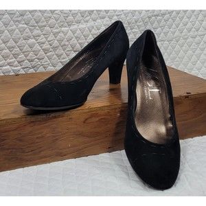 AGL Women's Black Sisley Suede Stitched Pumps Vero Cuoio Size 9.5 US